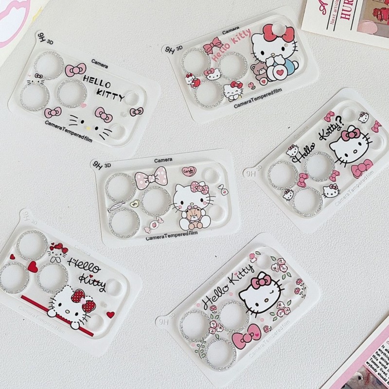 Cute Hello Kitty Glitter Camer - đánh giá và giá Tempered Glass Screen 9H