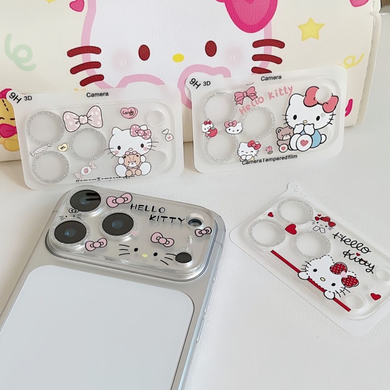 Cute Hello Kitty Glitter Camer - đánh giá và giá Tempered Glass Screen 9H